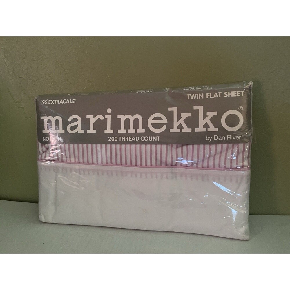 Vtg New in Package Marimekko Dan River Mauve Pink Striped Twin Flat Sheet Only